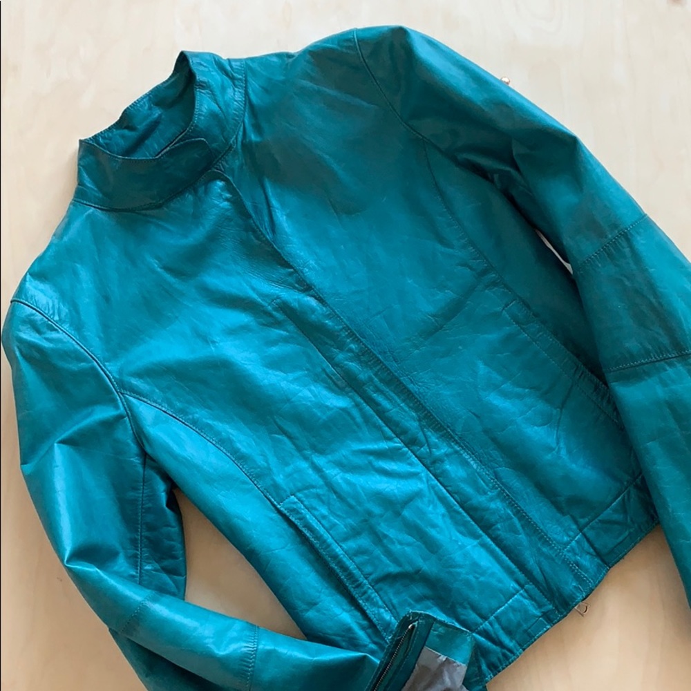 M0851 turquoise leather jacket